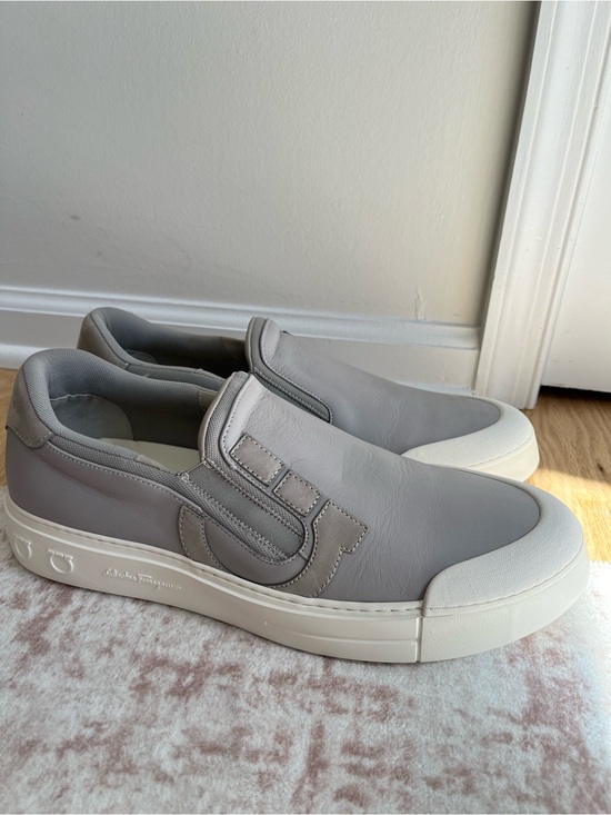 Salvatore Ferragamo Men’s Grey Slip-On Sneakers marine 11.5 main image 5